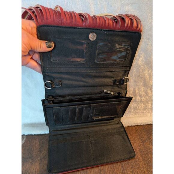 Leather and turquoise western fringe wallet - Picture 4 of 6